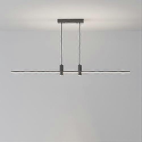 Modern LED Pendant Light with Adjustable Color Modes, Black Linear Ceiling Fixture for Dining Room