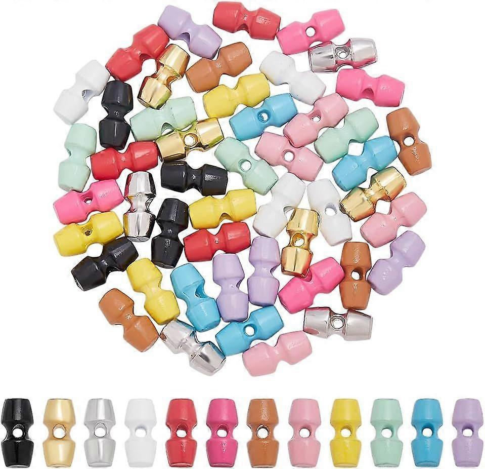 48PCS Mini Alloy Toggle Buttons 0.39inch 1-Hole Horn Toggle Button 12 Color Sewing Horn Toggles Button Tiny Alloy Sweater Coats Buttons for Jacket Clo