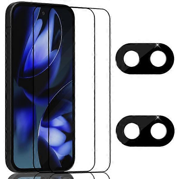 2-Pack Google Pixel 9a Screen Protector & 2-Pack Lens Protector - Tempered Glass 9H - Super Quality 3D