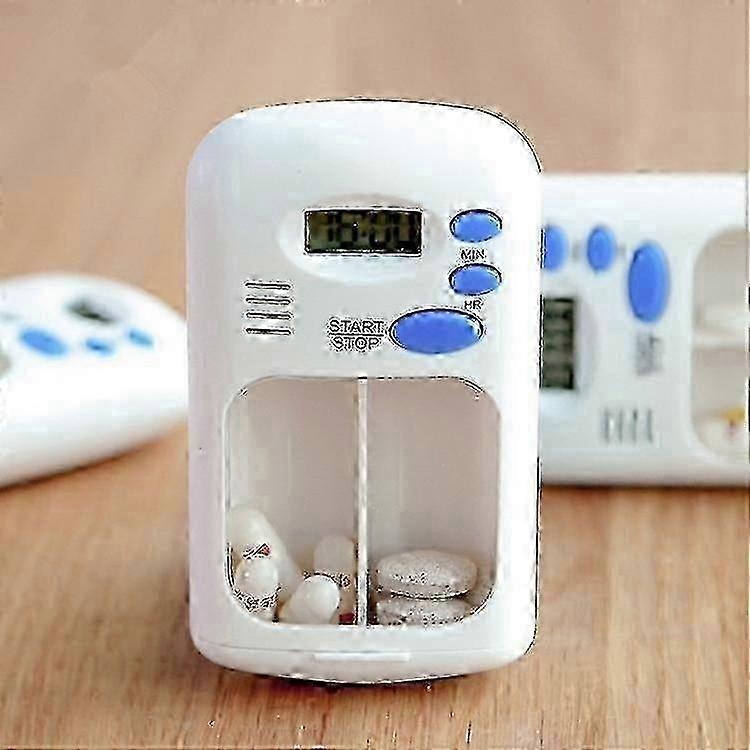 Smart Portable Multi-Alarm Timer Pill Reminder Medicine Box in White with Programmable Settings