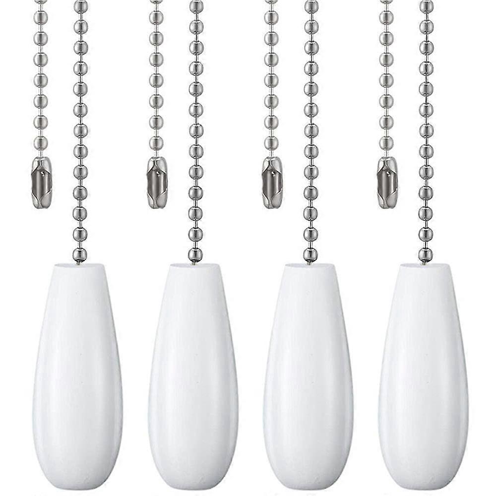 Ceiling Fan Pull Chain Extension 12 Inch Copperplated Beaded Ball with Decorative White Wooden Handle Set of 4