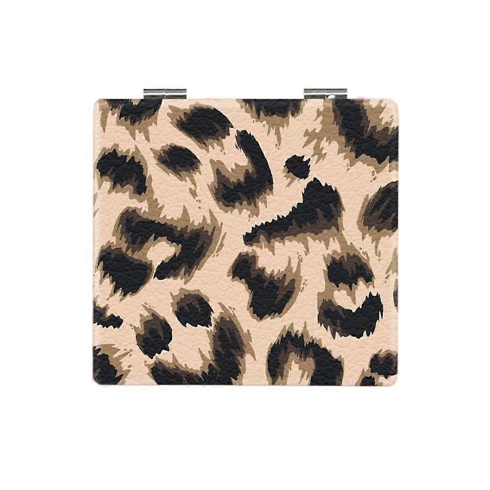 Portable Leopard Print Makeup Mirror Folding Double-Sided Pocket Mirror Square Mini Cosmetics Tools