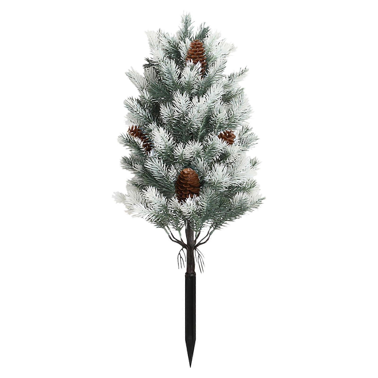 26 Inch Artificial Cedar Christmas Tree Set of 2 with Snowy Branches and Berries for Indoor Outdoor Decor