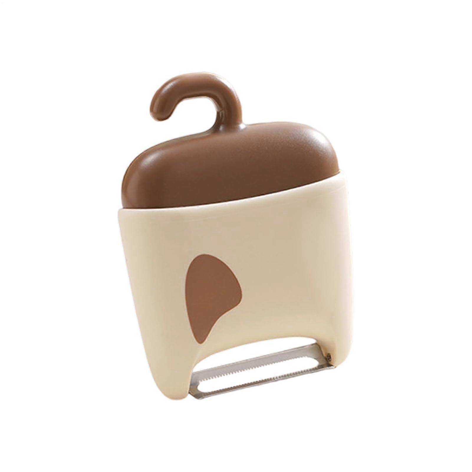 Vegetable Peeler with Brush, Dual Function, Ergonomic Grip for Fruit and Veggies, 10cm Light Coffee