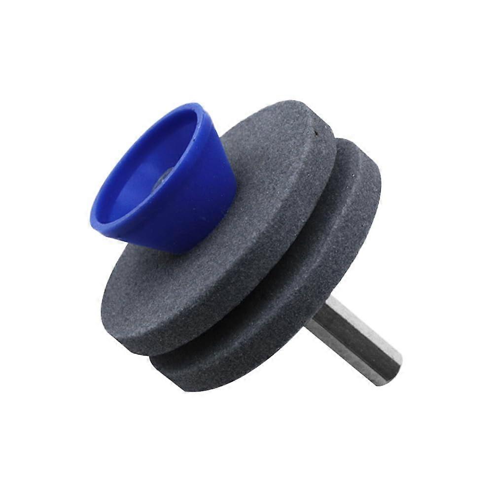 Blade Sharpener with Double Layer Corundum Grinding Wheel for Drill, Knives, Lawn Mower Blades, Grey