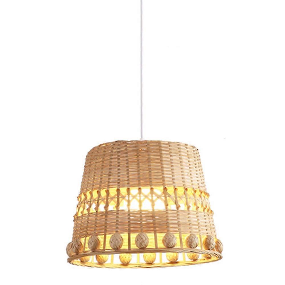 Rattan Pendant Light Rustic Bamboo Weave Bohemian Lantern Style E27 Ceiling Lamp for Kitchen Island
