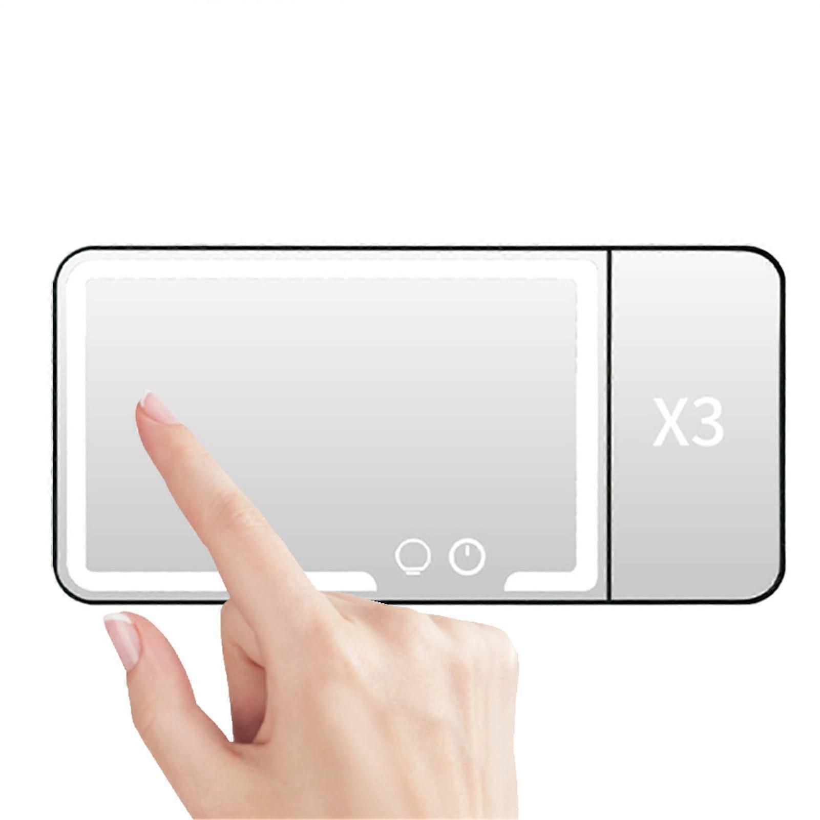 Car Visor Vanity Mirror with LED Lights, 3X Magnification, Touch Screen, USB Charging, 3 Modes