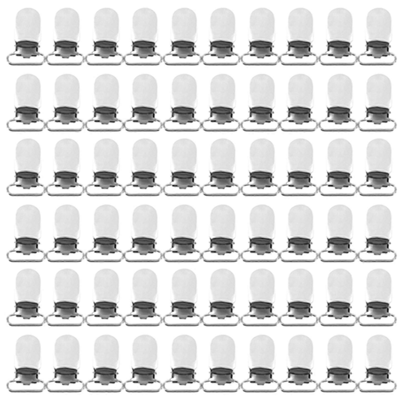 60 x Braces Clips Strap Hooks 20 mm Silver Coloured