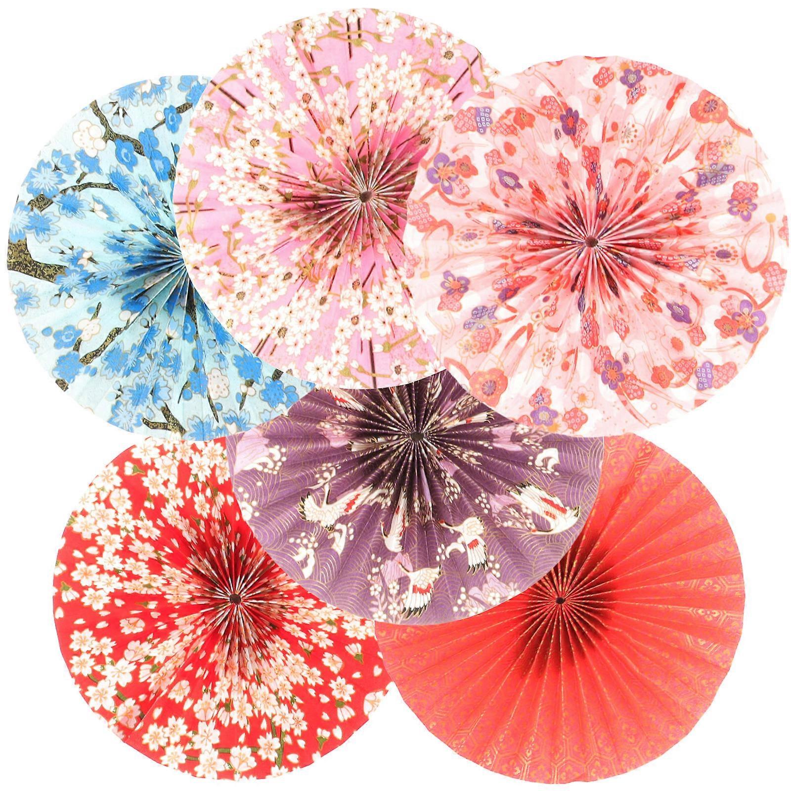 Paper Fan Hanging Decorations for Party Use Assorted Color 6Pcs