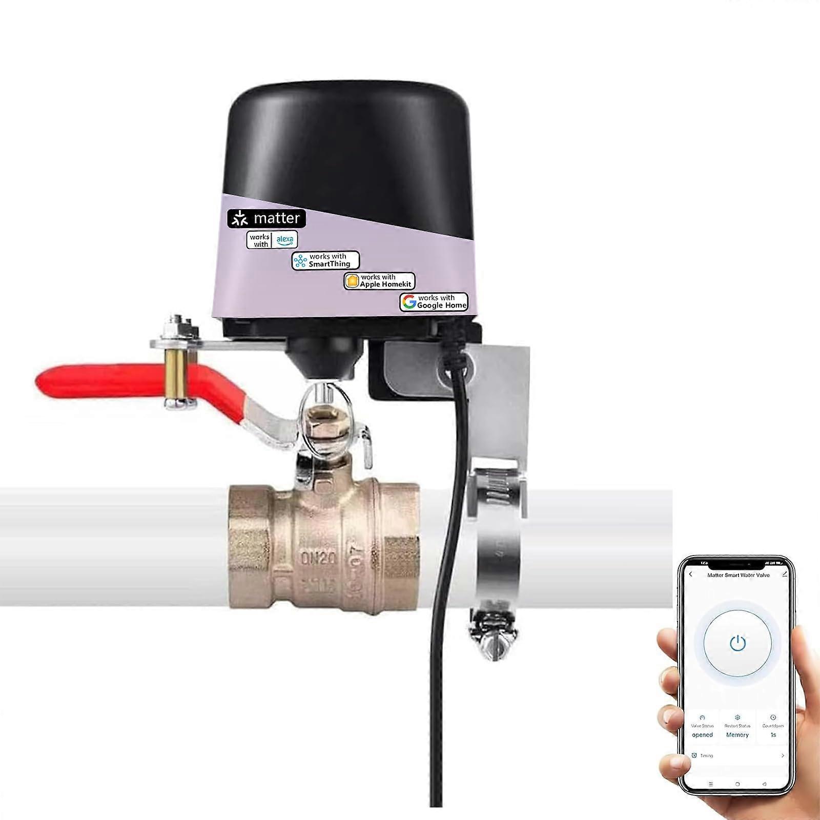 Smart Water Valve with WiFi Timer, MatterCompatible Automatic Shut Off for Home Automation