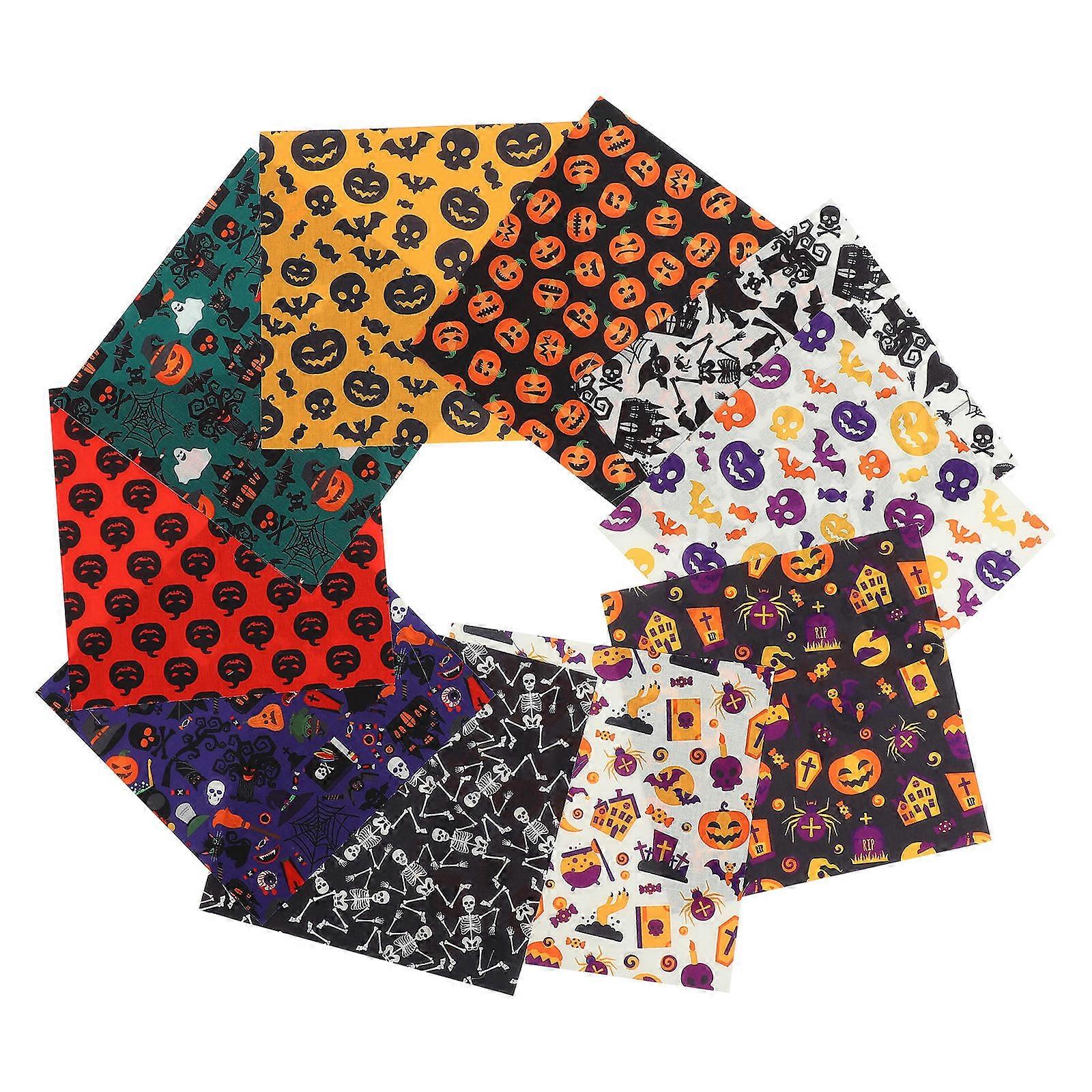 Halloween Patchwork Fabric for DIY Sewing 10Pcs Multi Color Quilting Cloths