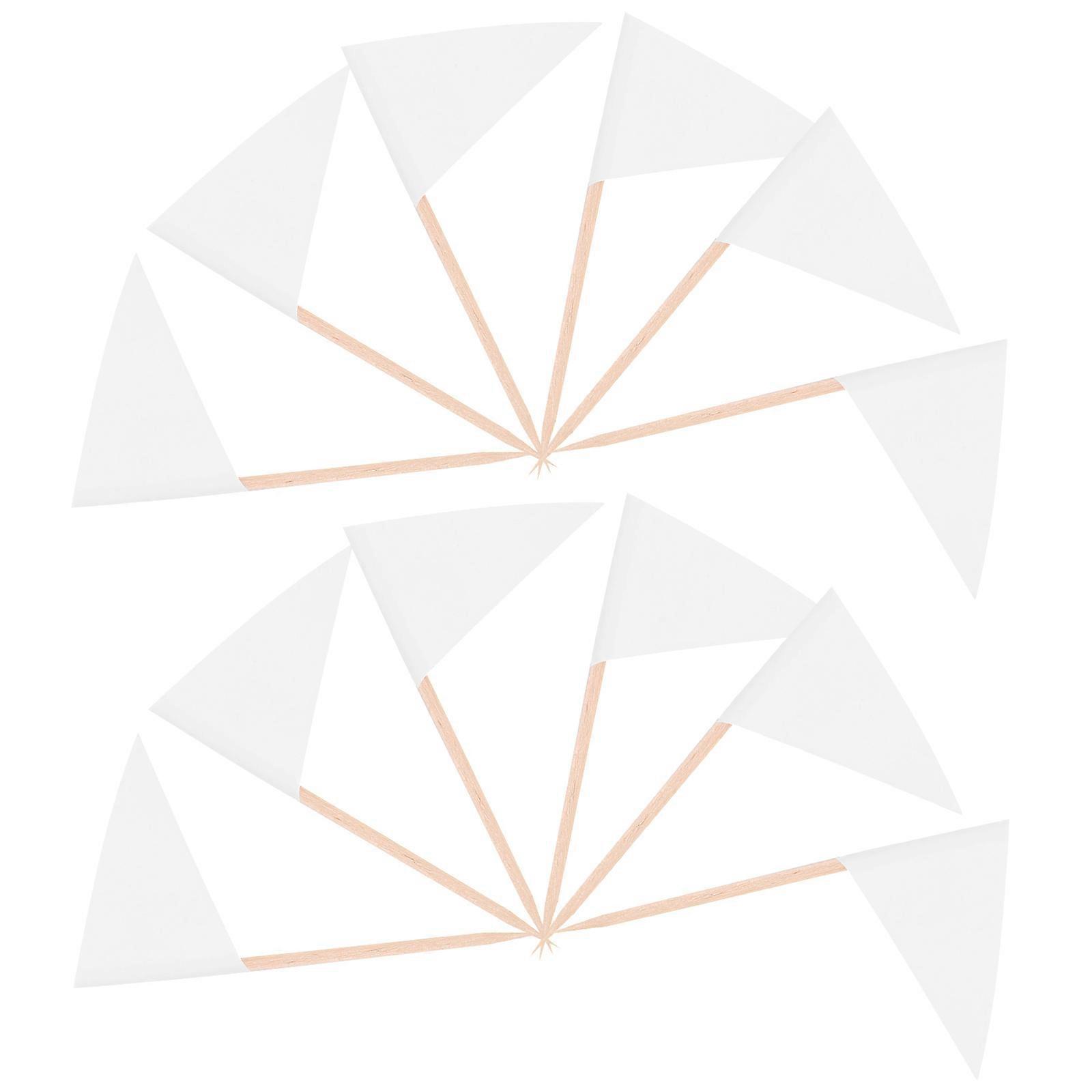 Food Toothpick Flags for Fruit Decor 400Pcs White Solid Color Triangle Flags