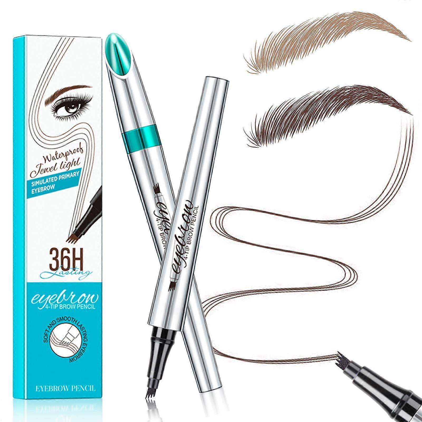 Microblading Eyebrow Pen Dark Brown Waterproof LongLasting Fork Tip SmudgeProof Natural Brows