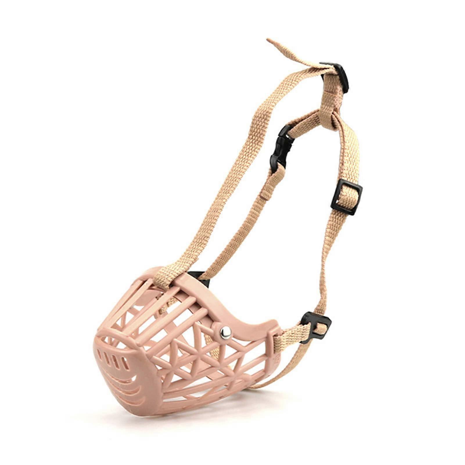 Soft Basket Dog Muzzle for Small Medium Large Dogs, Breathable Rubber, Adjustable Straps, Pink S