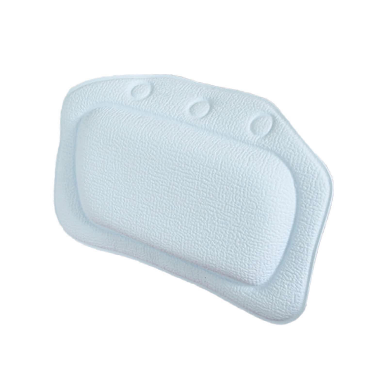 Bath Pillow for Neck and Head Support with Secure Suction Cups Waterproof Spa Cushion Light Blue