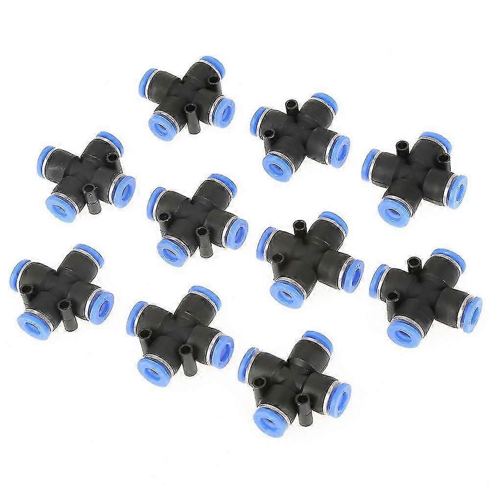 4-Way Cross Pneumatic Quick Connector 1/4" Thread 10-Piece Set