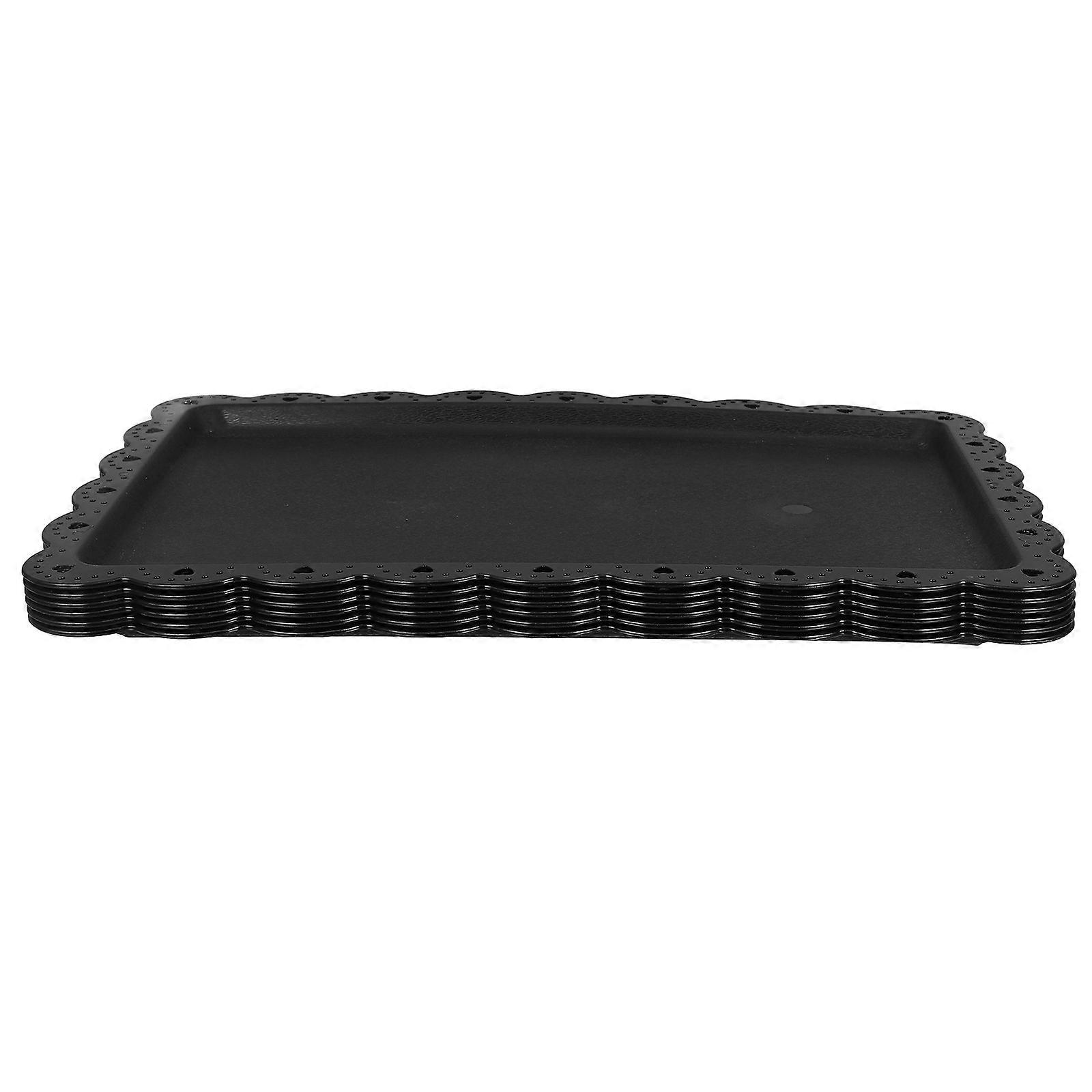Multi-Function Serving Trays For Parties Gatherings Households Black Rectangular Design 6Pcs