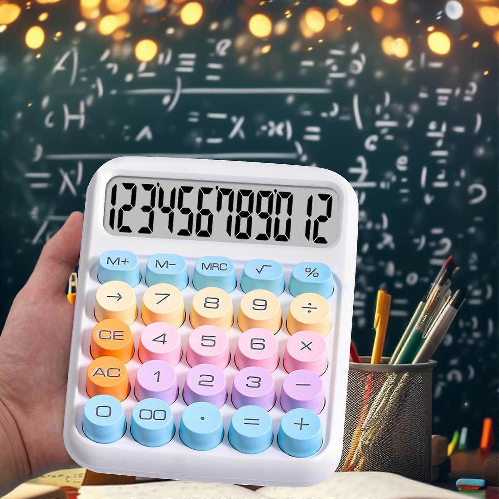 12-Digit Mechanical Pushbutton Calculator with Large LCD, 4-Function, Compatible with Home & School