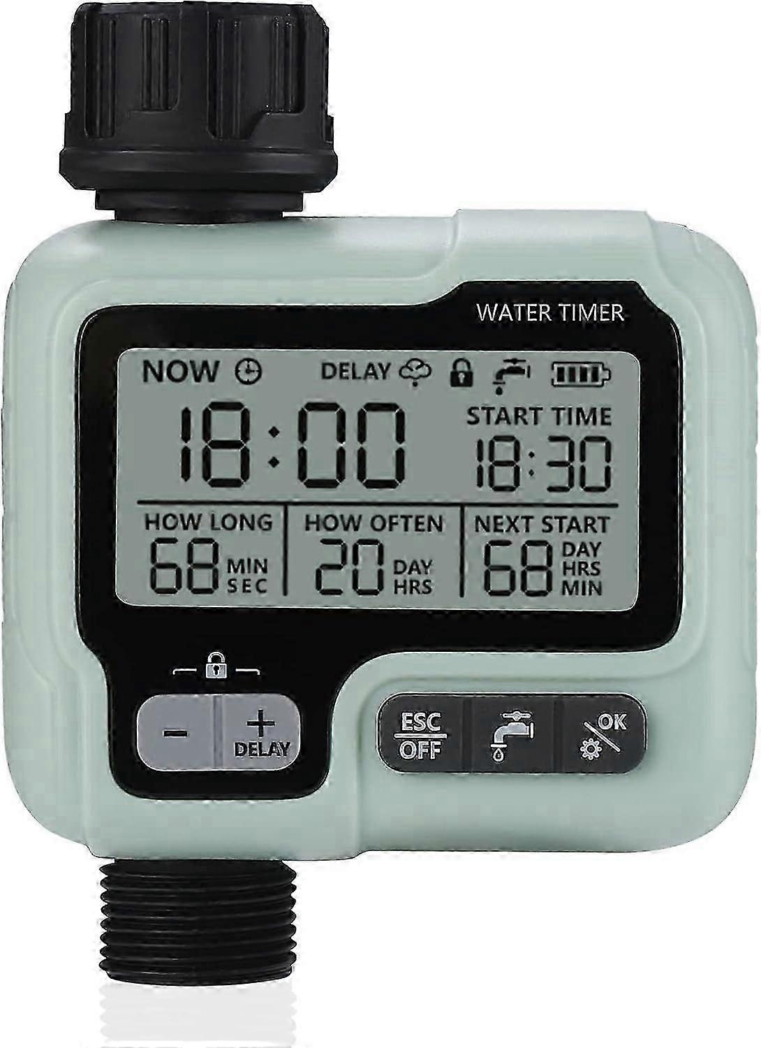 Irrigation computer with brass inlet, watering timer, garden timer, rain delay irrigation, programmable automatic/manual irrigation control,z