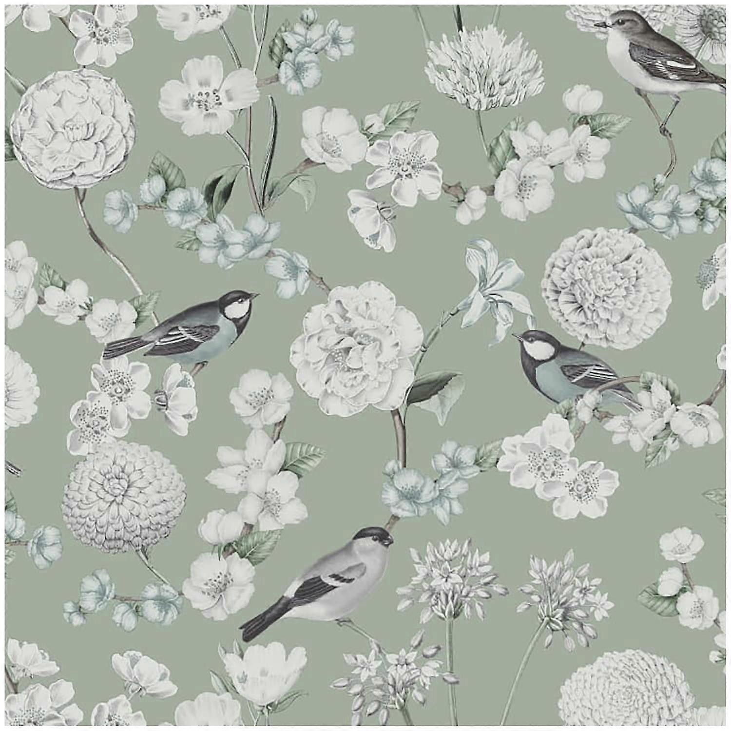 Avery Floral Green Wallpaper