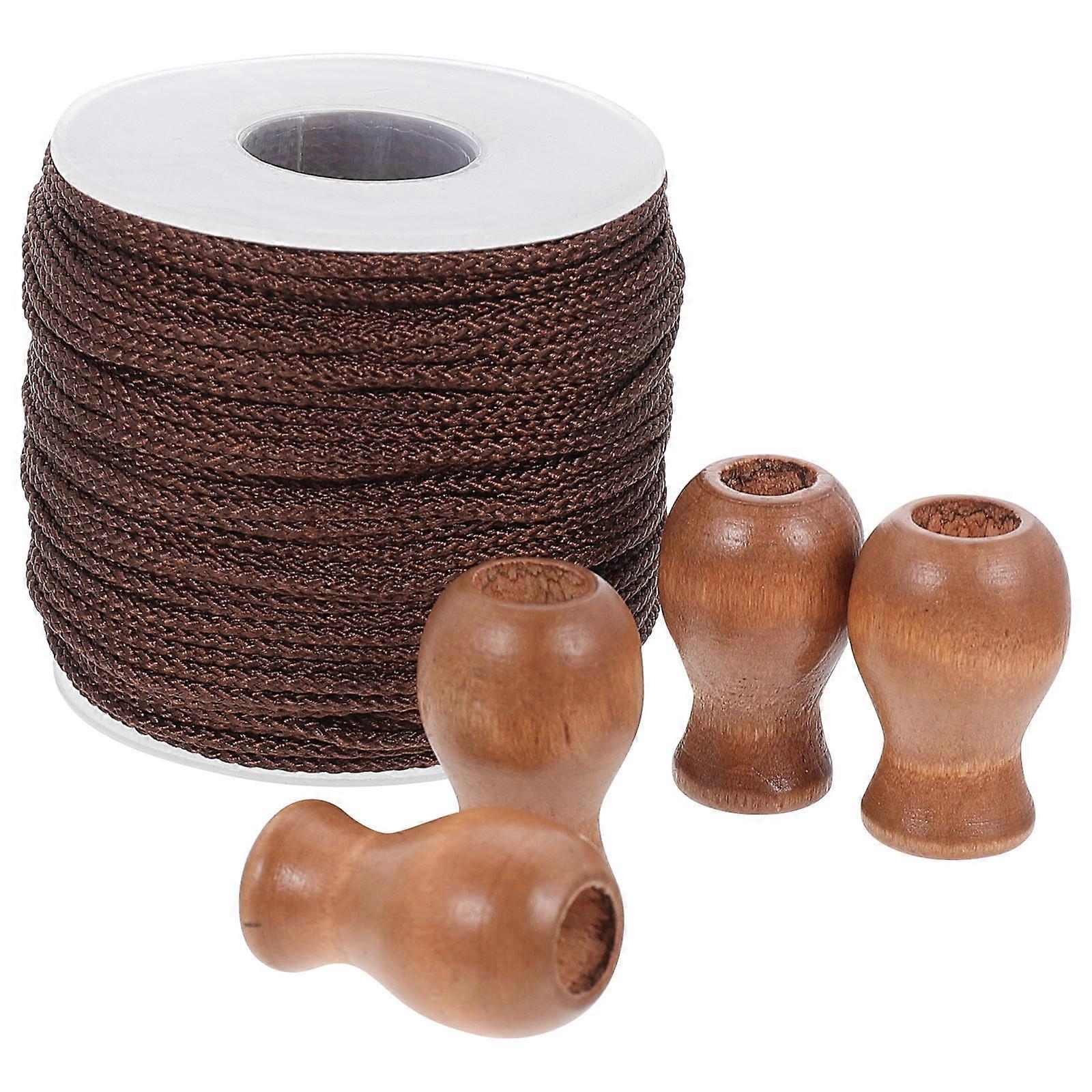 Window Blind Wood Cord Tassels Knobs Modern Design Easy to Install Polyester 2.36X2.36X2.36in 4 x Blind Knobs