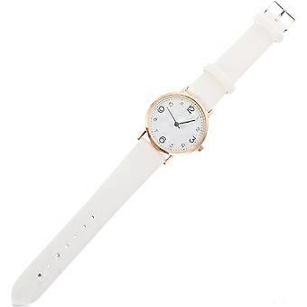 White Female Watch with Premium Leather Strap Elegant Digital Wristwatch for Women Comfortable Daily Wear Accurate Timekeeping Stylish Business and Ca