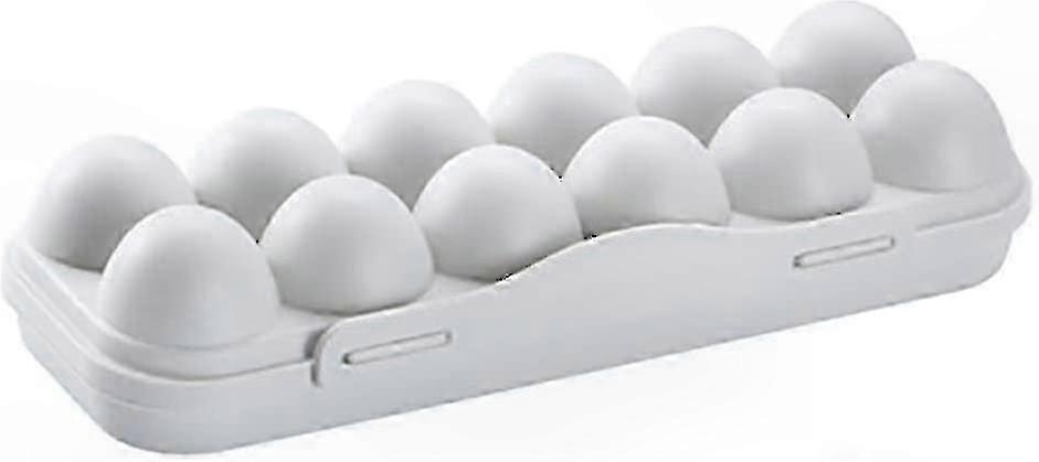 Gray 12-Compartment Egg Organizer Box for Kitchen Use