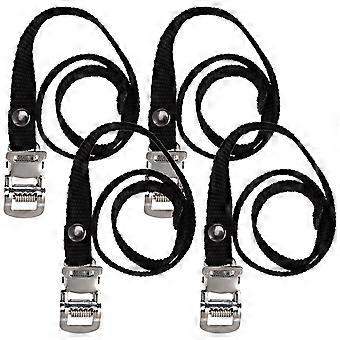 Lot de 4 sangles de pédale en nylon léger avec boucle pour vélo (noir)