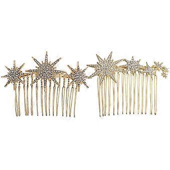 2pcs Hair Side Combs Women Rhinestone Hairpins Girls Hair Comb Clip Bridal Headpiece
