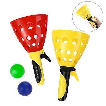 Launch and Catch Balls Toss Game Set for Backyard Children 4 Rackets 6 Balls