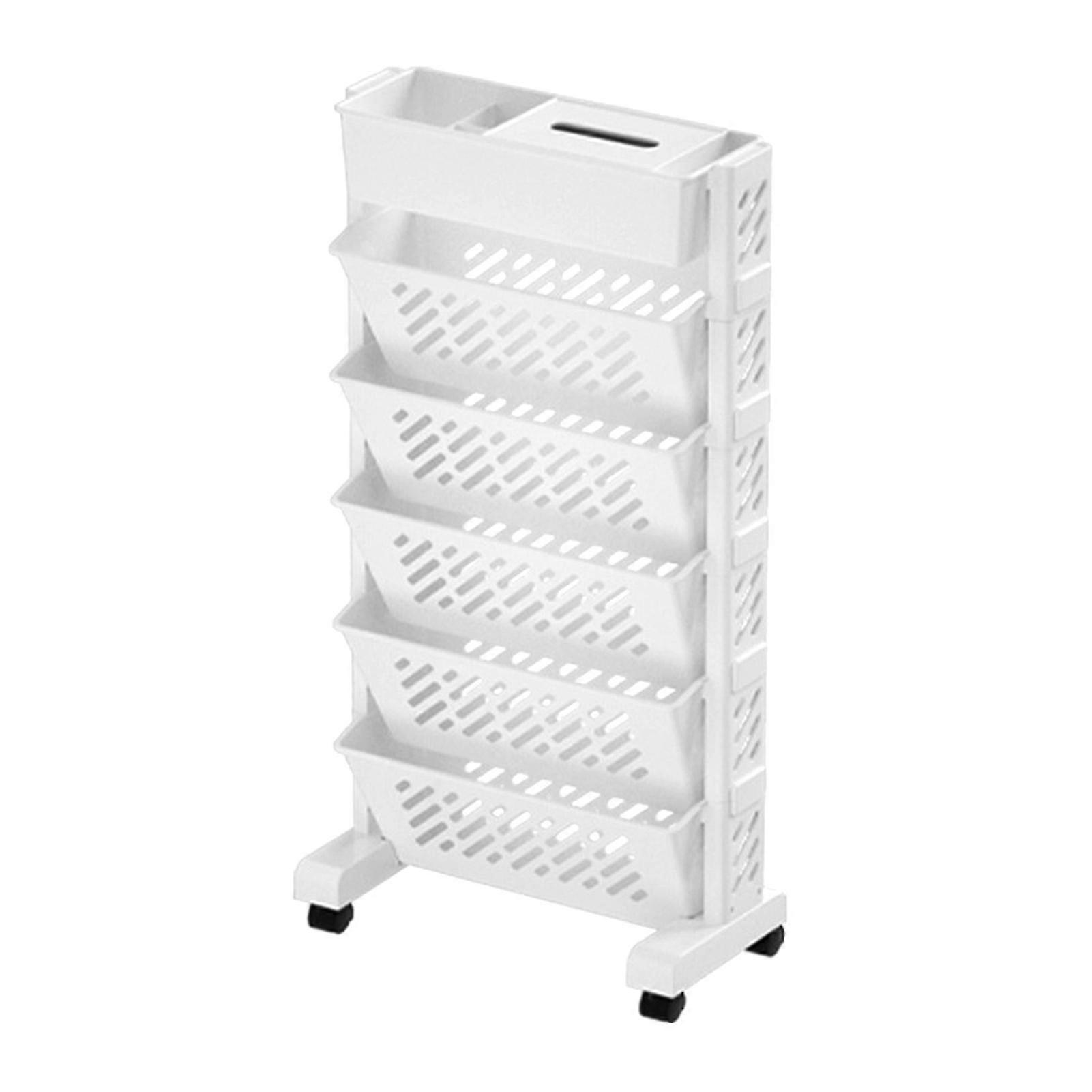 Large capacity, rotating, removable, plastic, practical, mobile shelf with wheels, 6 levels