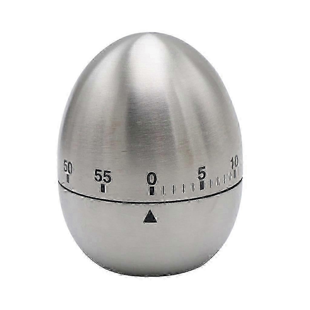 Stainless Steel Egg Shape Mechanical Kitchen Timer - 60-minute Loud Timer