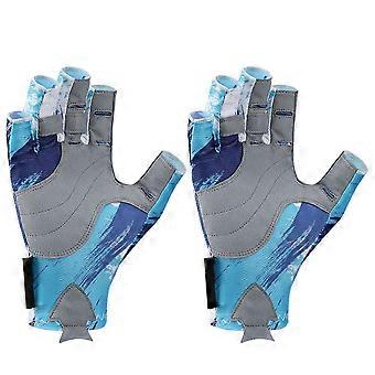 Anti-Skid Riding Half Gloves for Outdoor Use 1Pair Breathable Blue Gloves