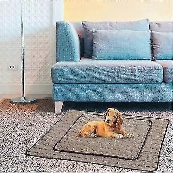 Selbstkühlende Matte für Haustiere, 100*70CM Braun, Geeignet für Bett/Zwinger/Sofa/Autositz/Boden