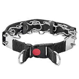 Chain Collar with Buckle Quick Release Adjustable Chrome Stainless Steel Dog Collar 22 Inch Silver No Pull with Dog Tag 26-27