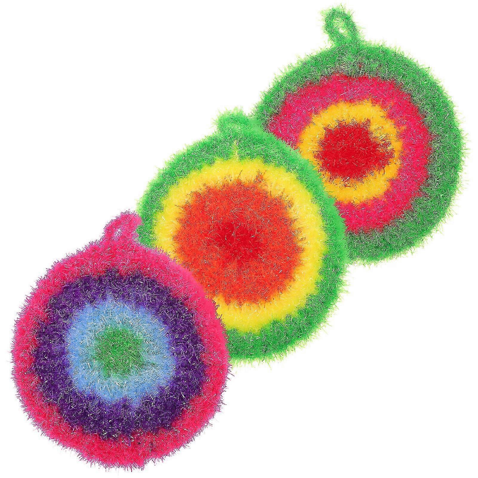 Assorted Color Dish Scrubbers, 3Pcs Pack for Kitchen Cleaning