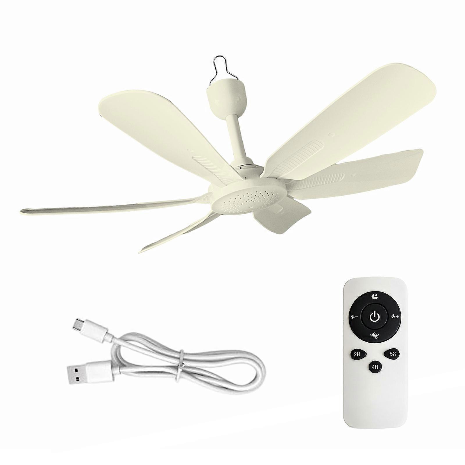 Silents USB Powered Hanging Fan With Remote Adjustable 6 Speeds Timer Function For Small Space Multicolor