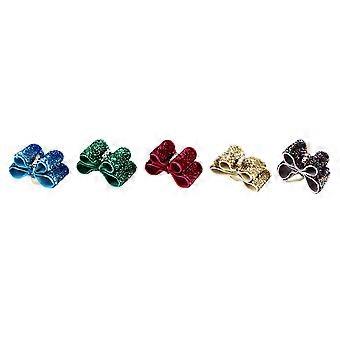 Dog Hair Ties Bowknot Design for Pets 10Pcs Shiny Rhinestone Hair Accessories