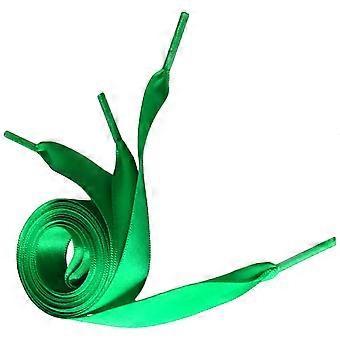 Par de cordones de zapatos de cinta de seda de 0,7 m cordones de zapatos de moda cordones planos para decoración de zapatos de bricolaje (verde hierba)