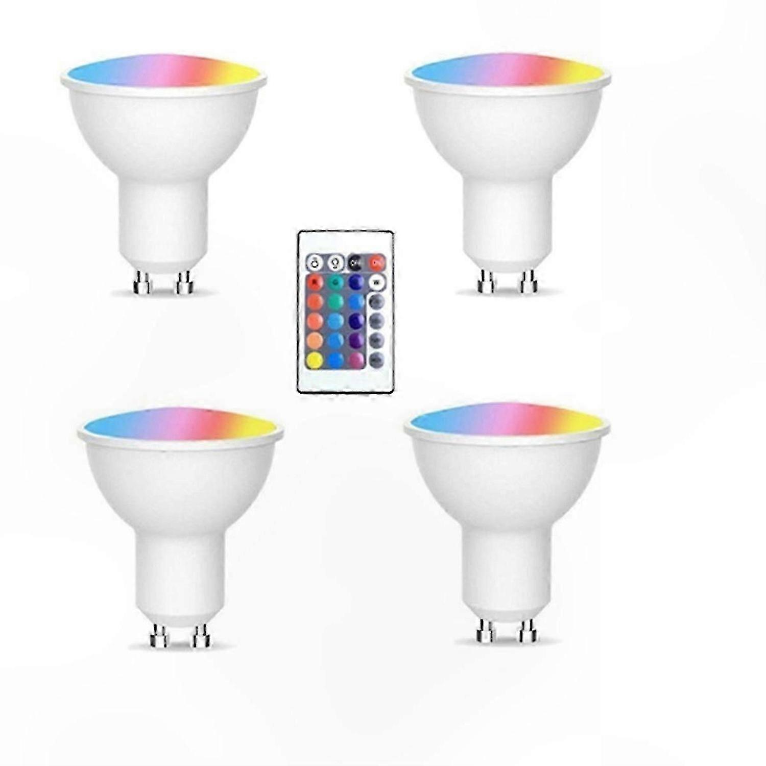 4-Pack GU10 LED Bulbs with Remote Control, Memory Function, 17 Color Options, Adjustable Spot Light, 4 Dynamic Modes