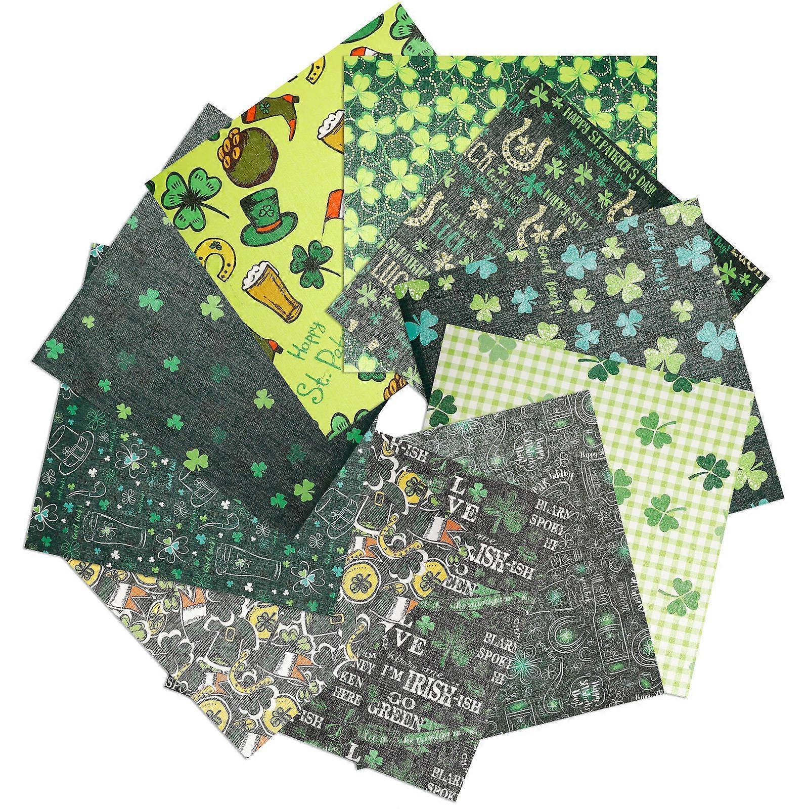 Cotton Patchwork Fabric Squares St Patrick's Day for Crafting 40 Sheets