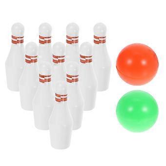 Bowling Set Miniature Bowling Toy for Decoration 1Set White Plastic