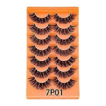 Set mit 7 Paar künstlichen Wimpern aus Kunstfasern, dicht, flauschig und wiederverwendbar für ein authentisches Alltags- und Party-Make-up