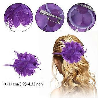 Presilha de cabelo com pena roxa - Broche de flor artificial para cabelo feminino, presilha para cabelo, acessório de cabelo para meninas - Halloween, Natal, Dia dos Namorados, Casamento, Profissional