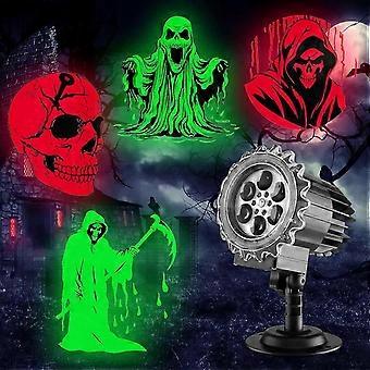 Halloween Projektor Licht im Freien Wasserdichte Farbe 3D Geist Projektion Dekorationen Lichter mit Wand- und Bodenhalterung, US-Stecker, HD Spooky Animation für