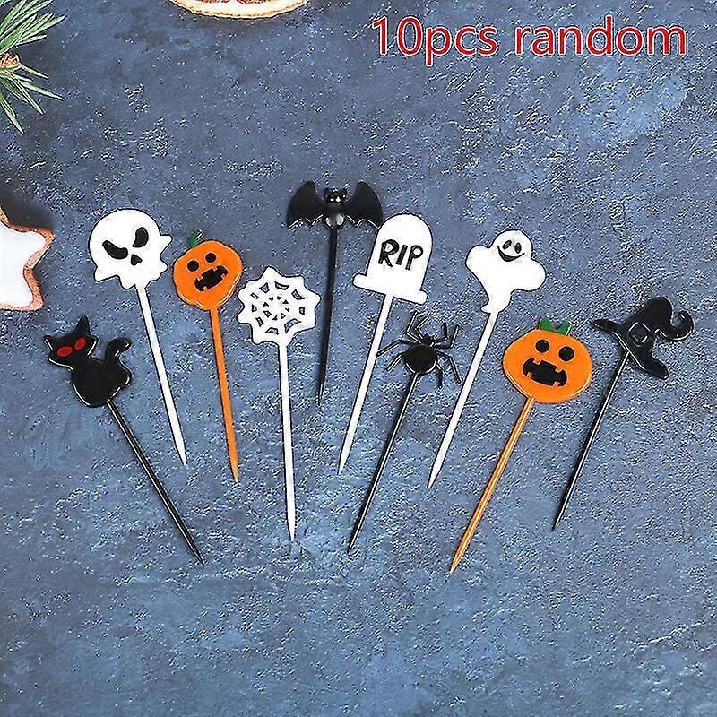 10pcs/set Random Halloween Cupcake Decorating Toothpicks Plastic Party Picks