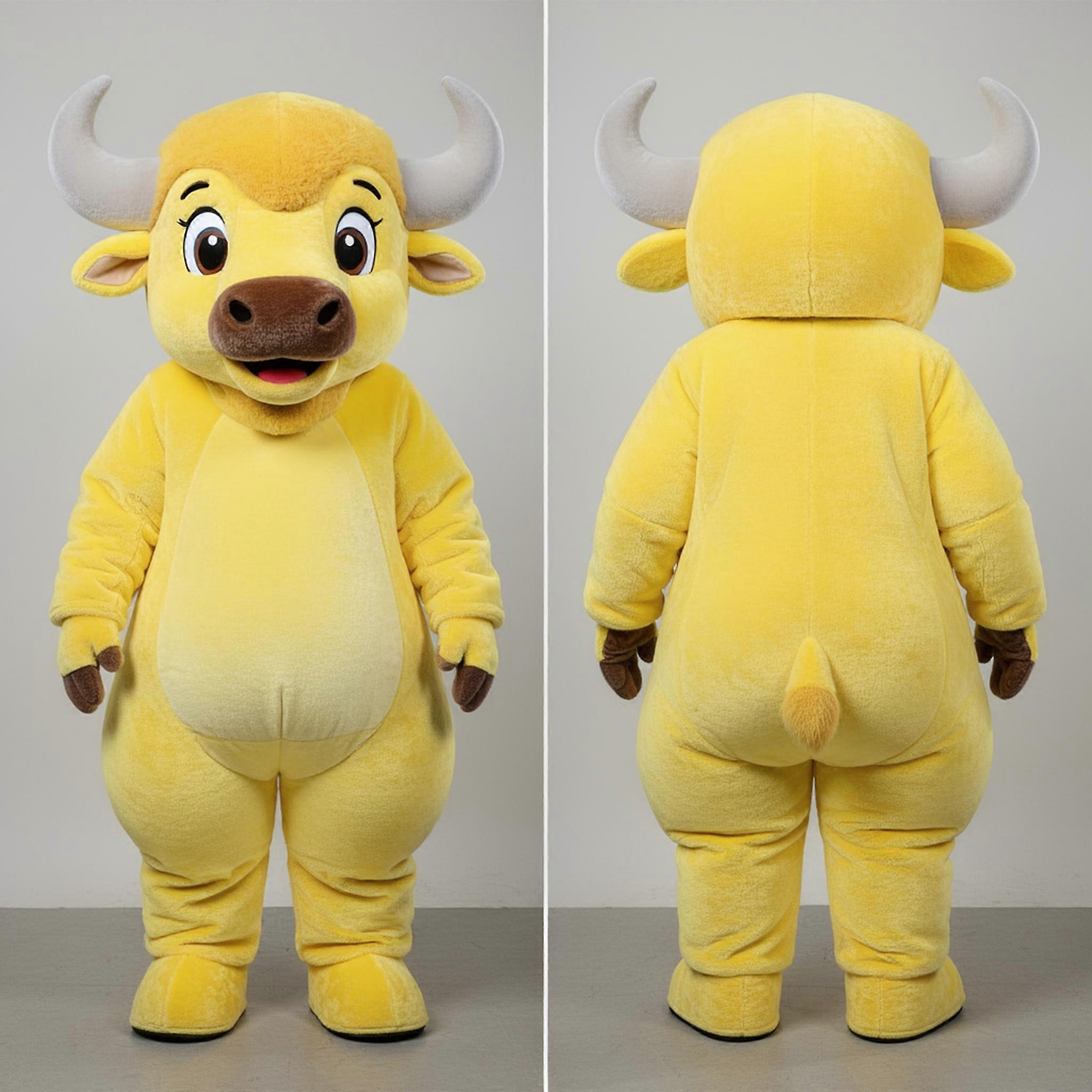MASTICOT Lemon Yellow Cuddly Bison Mascot