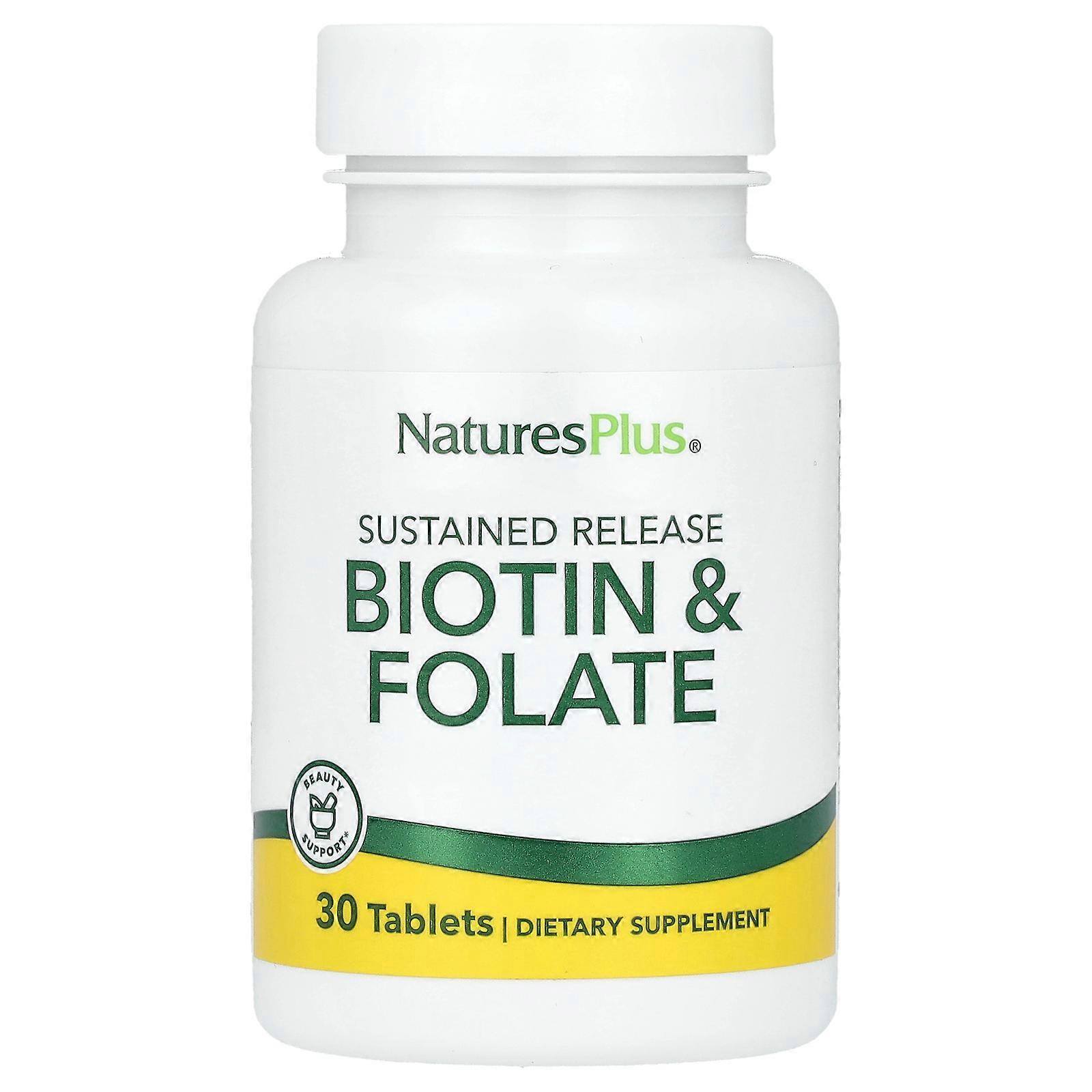2 x NaturesPlus, Sustained Release Biotin & Folate, 30 Tablets