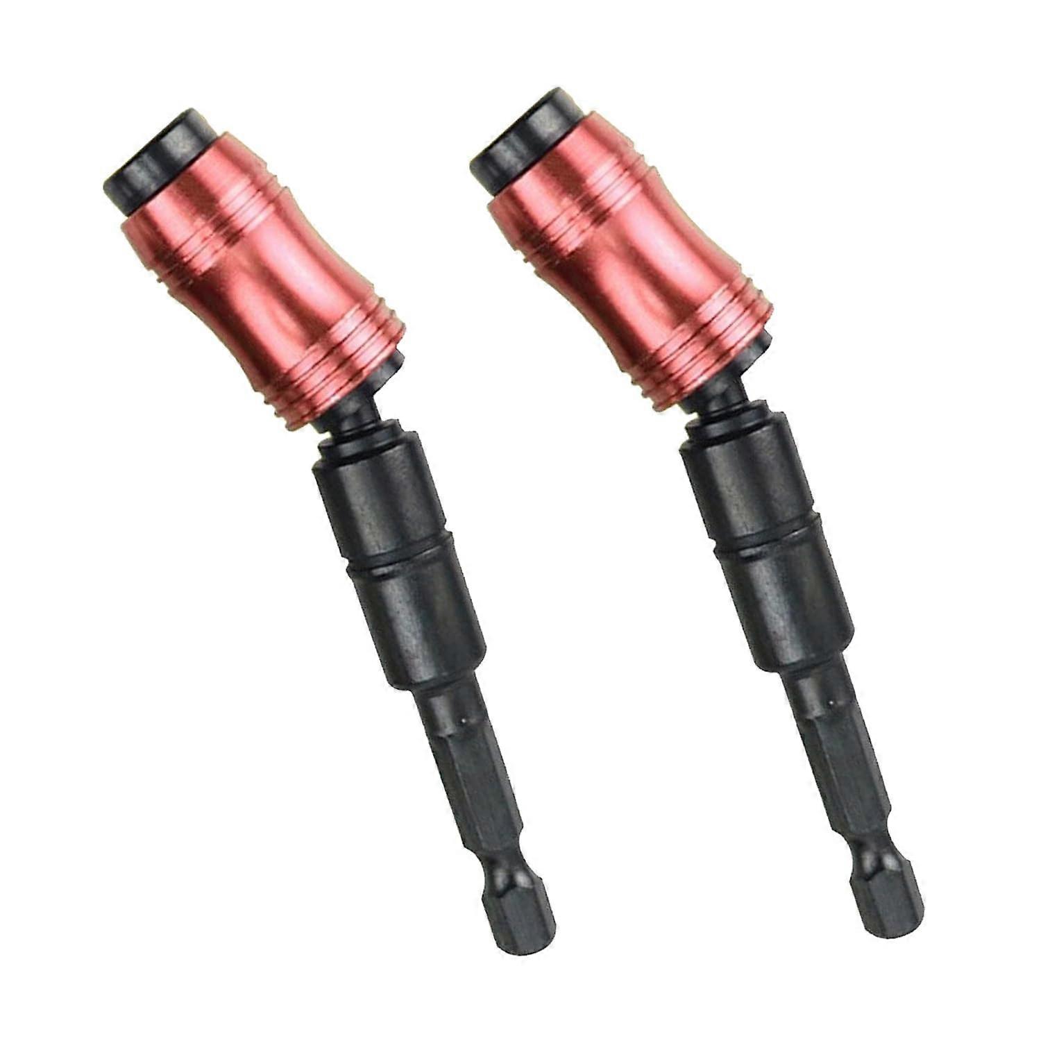 Drill Tip Electrical Tools Woodworking Magnetic Adjustable Change Pivot Screwdriver Bit Holder(2pcs, red)