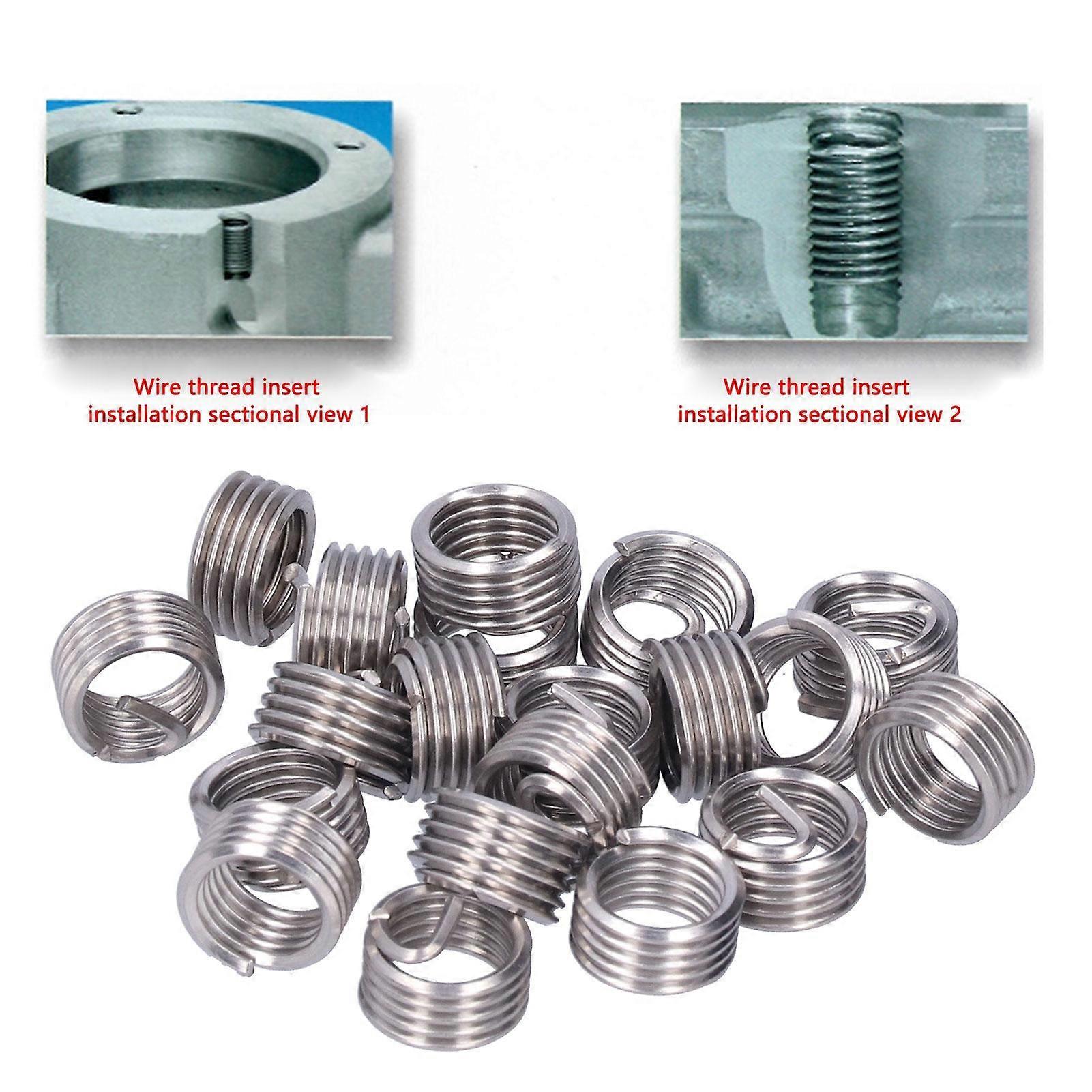 20Pcs Thread Repair M12 x 1.75 Wire Threaded Insert Nut Coiled Wire Extension Consumables1D
